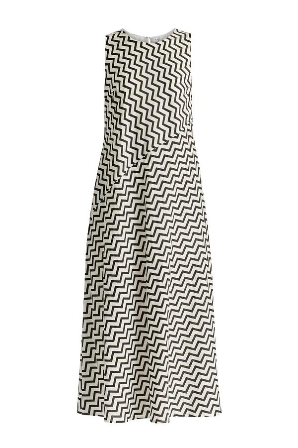 Paisie A-Line Midaxi Dress In Zigzag Pattern