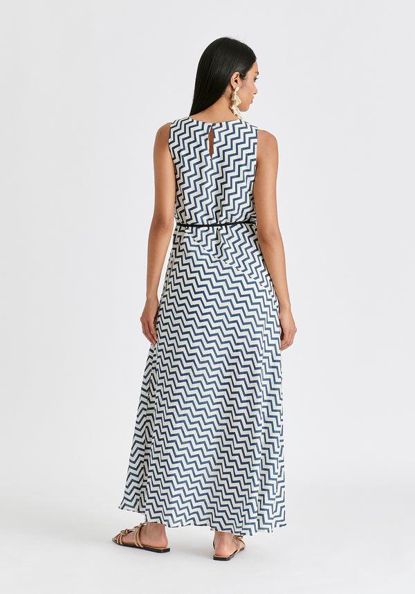 paisie A-Line Midaxi Dress in Zigzag Pattern