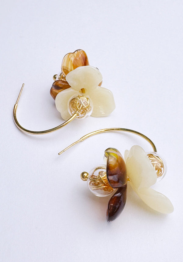 Paisie Amber Bloom Hoop Earrings