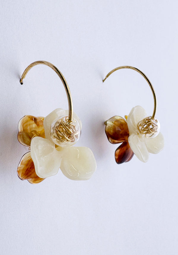 Paisie Amber Bloom Hoop Earrings