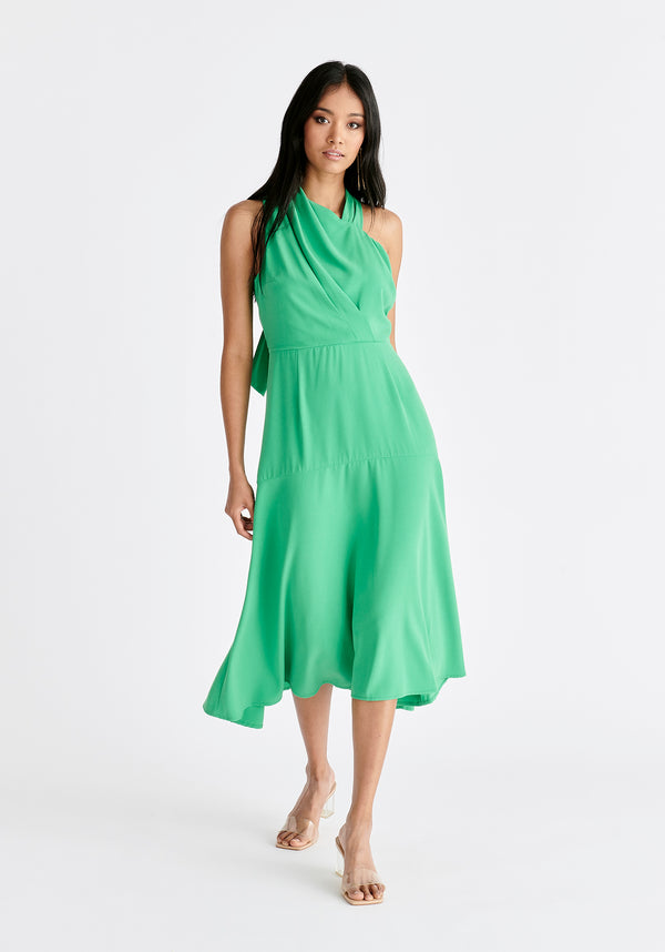 Paisie Asymmetric Neck Midi Dress