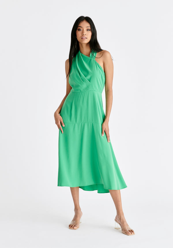 Paisie Asymmetric Neck Midi Dress