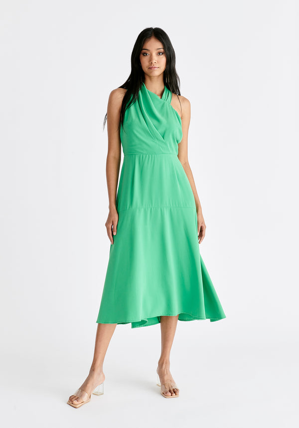 paisie Asymmetric Neck Midi Dress