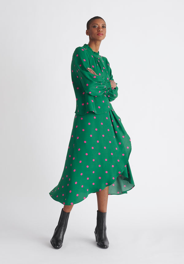 Paisie Asymmetric Polka Dot Skirt