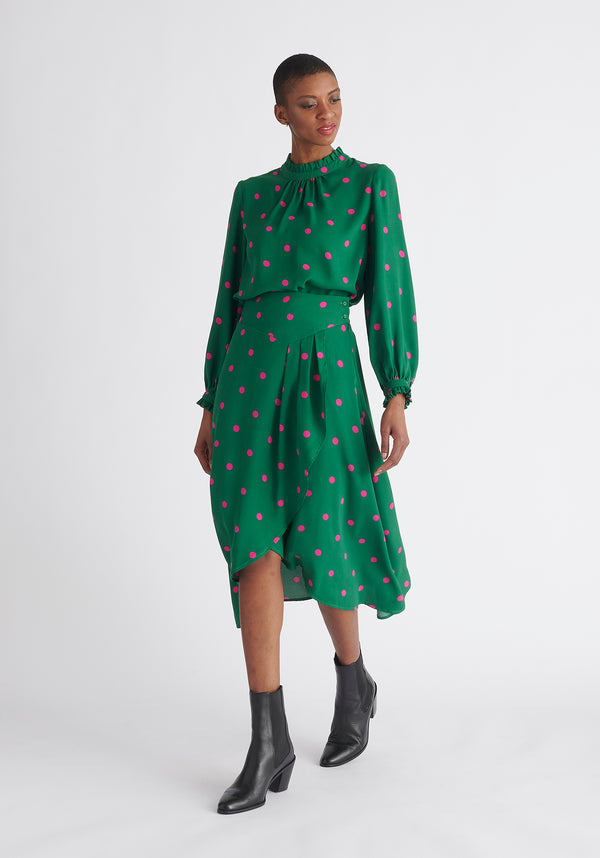 Paisie Asymmetric Polka Dot Skirt