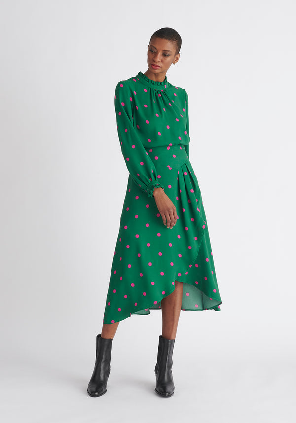 paisie Asymmetric Polka Dot Skirt
