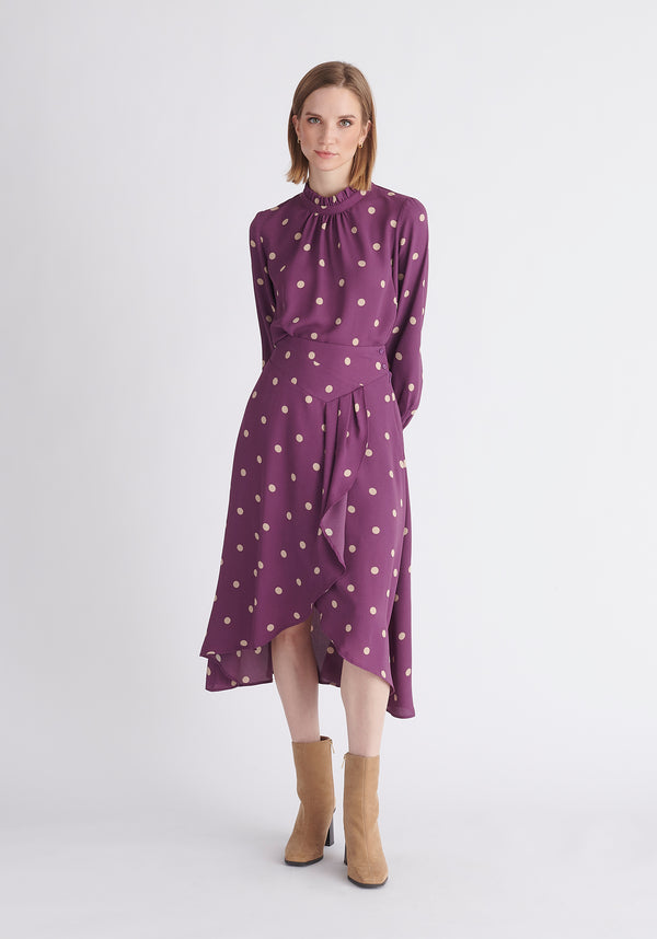 paisie Asymmetric Polka Dot Skirt