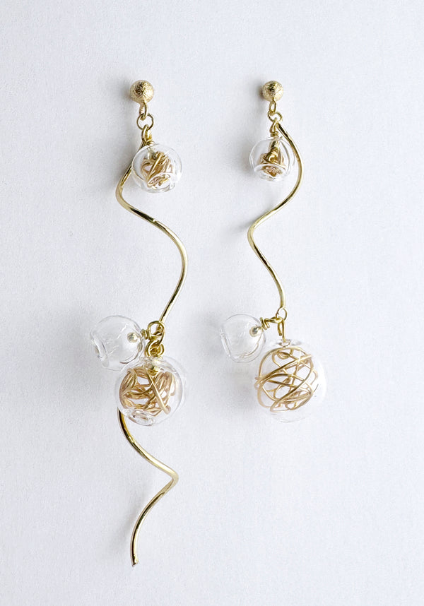 Paisie Asymmetrical Swirl Sphere Earrings