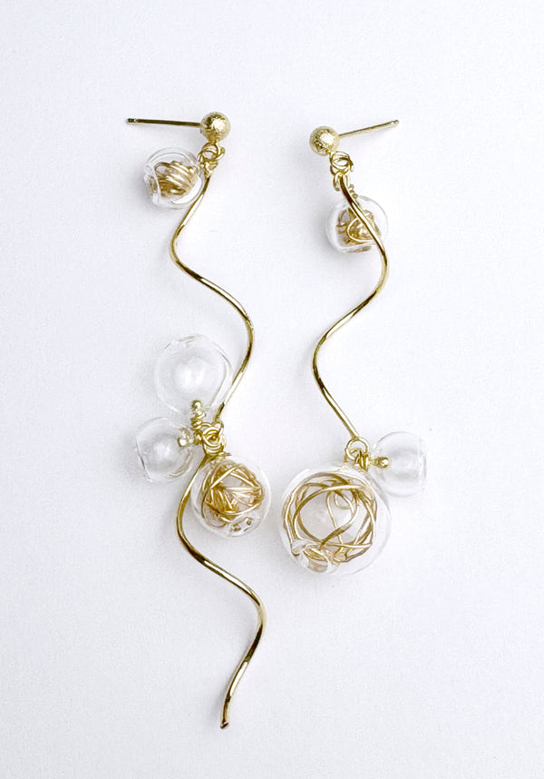 paisie Asymmetrical Swirl Sphere Earrings