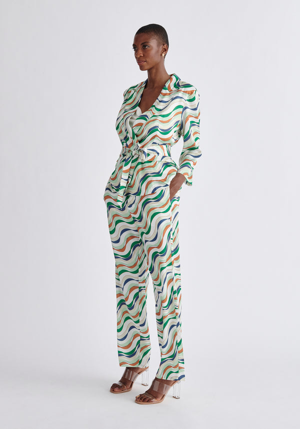 Paisie Belted Wave Print Blazer
