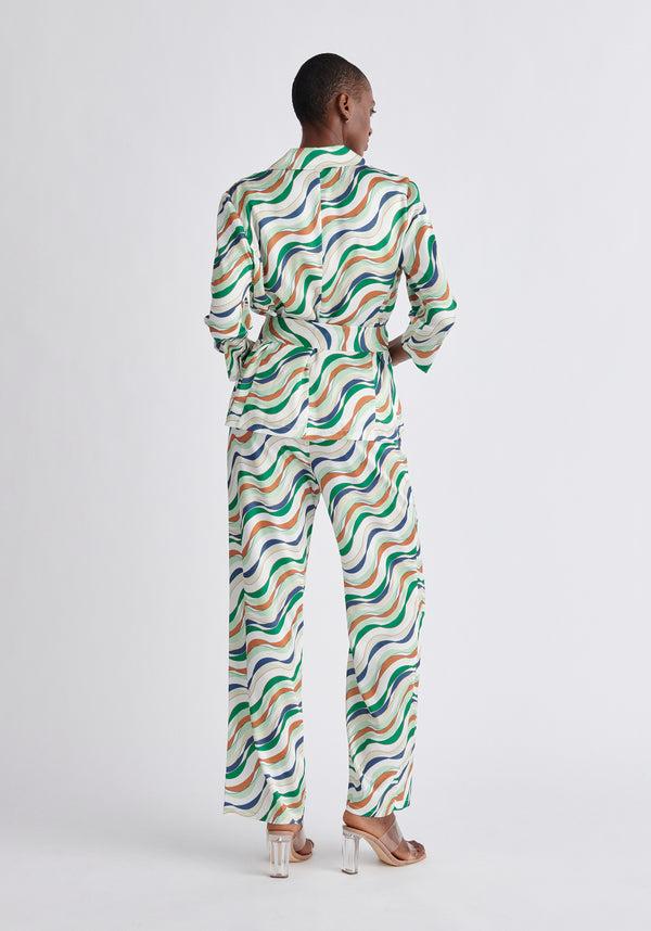 Paisie Belted Wave Print Blazer