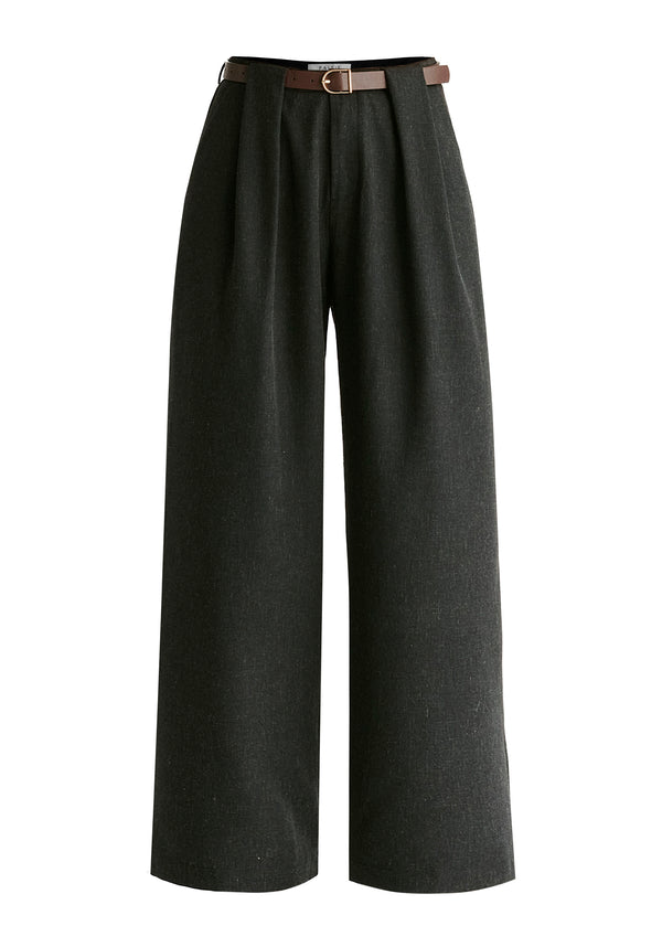 Paisie Belted Wide Leg Trousers With Box Pleats