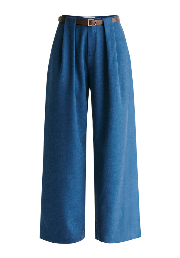 Paisie Belted Wide Leg Trousers With Box Pleats