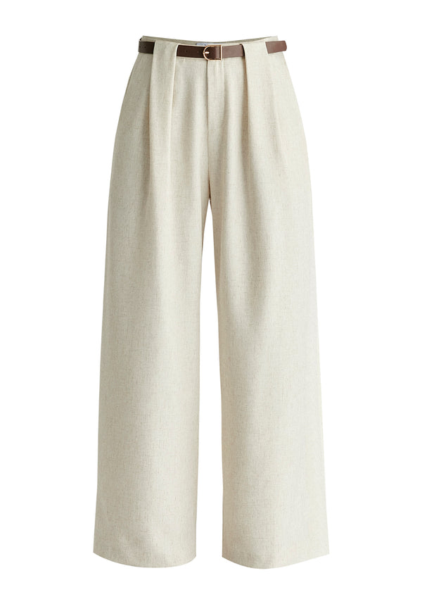 Paisie Belted Wide Leg Trousers With Box Pleats