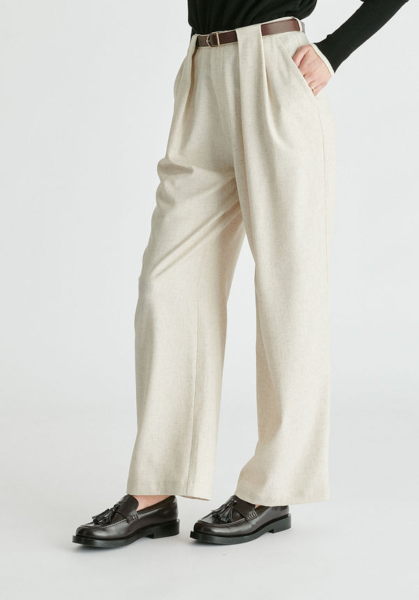 paisie Belted Wide Leg Trousers with Box Pleats