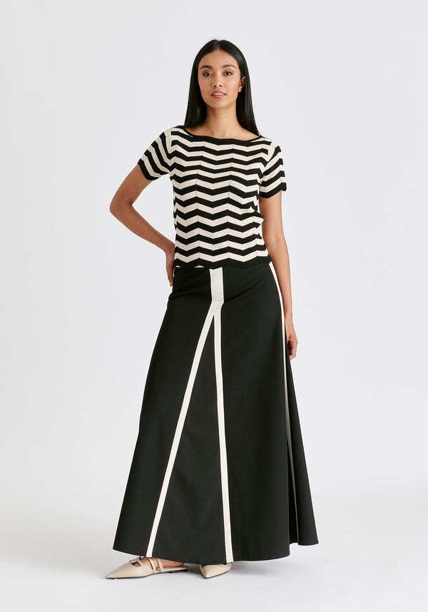 Paisie Boat Neck Knit Top In Zigzag Pattern