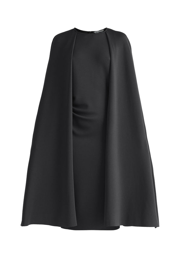 Paisie Cape Sleeves Dress With Waist Details