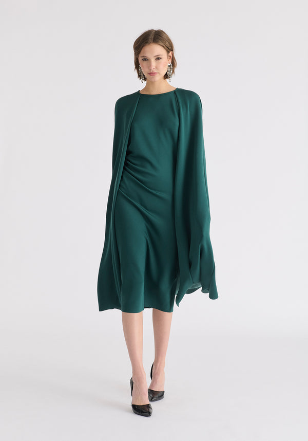 paisie Cape Sleeves Dress with Waist Details