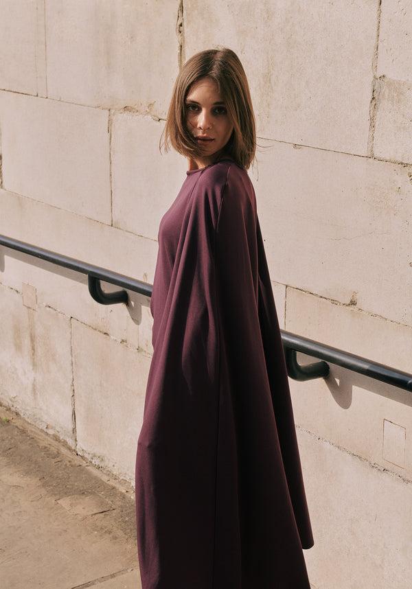 paisie Cape Sleeves Dress with Waist Details