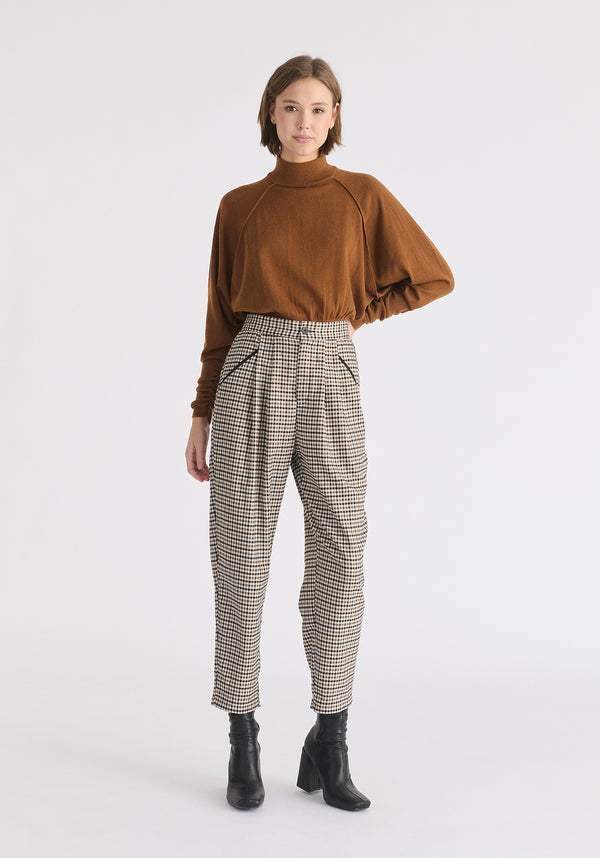 Paisie Check Trousers With Piping Details