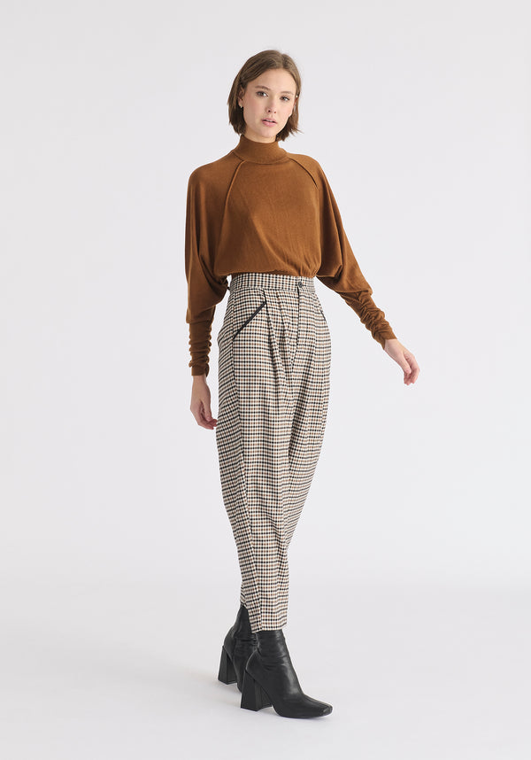 Paisie Check Trousers With Piping Details