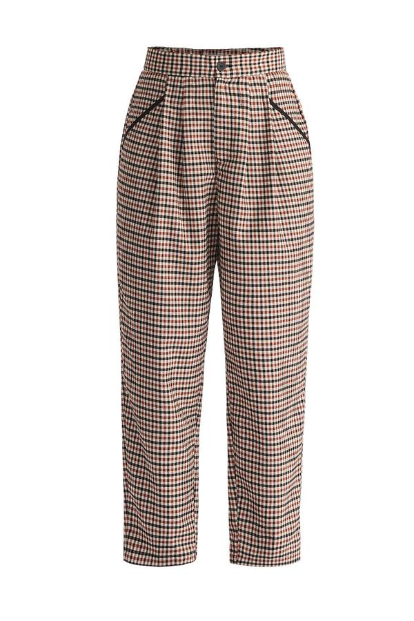 Paisie Check Trousers With Piping Details