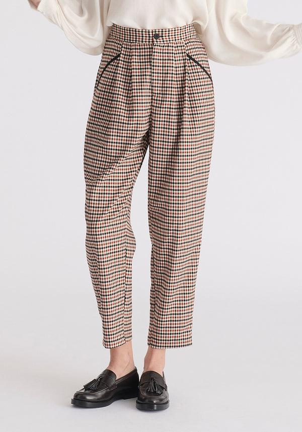 paisie Check Trousers with Piping Details
