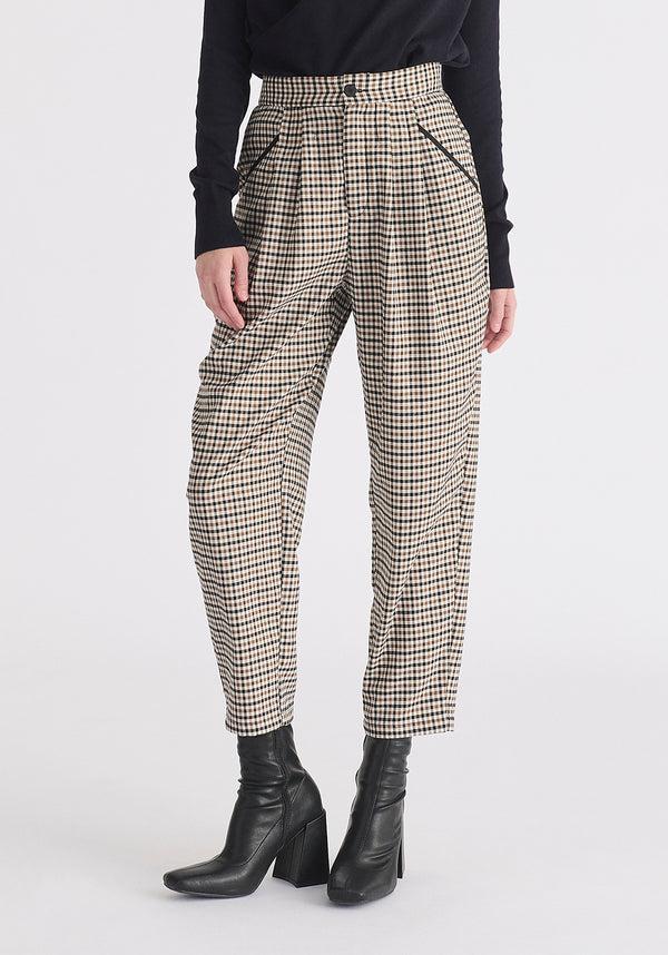 paisie Check Trousers with Piping Details
