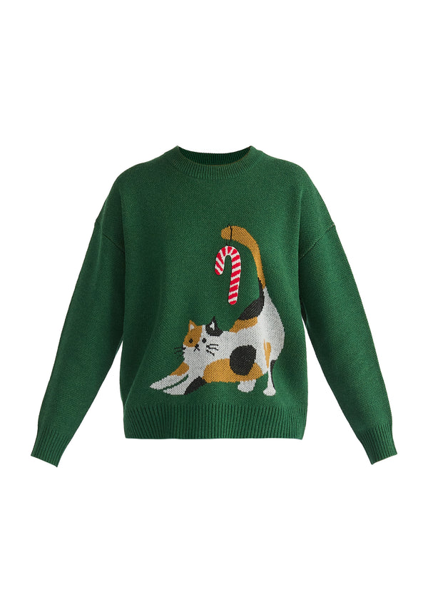 Paisie Christmas Jumper With Cat And Candy Cane