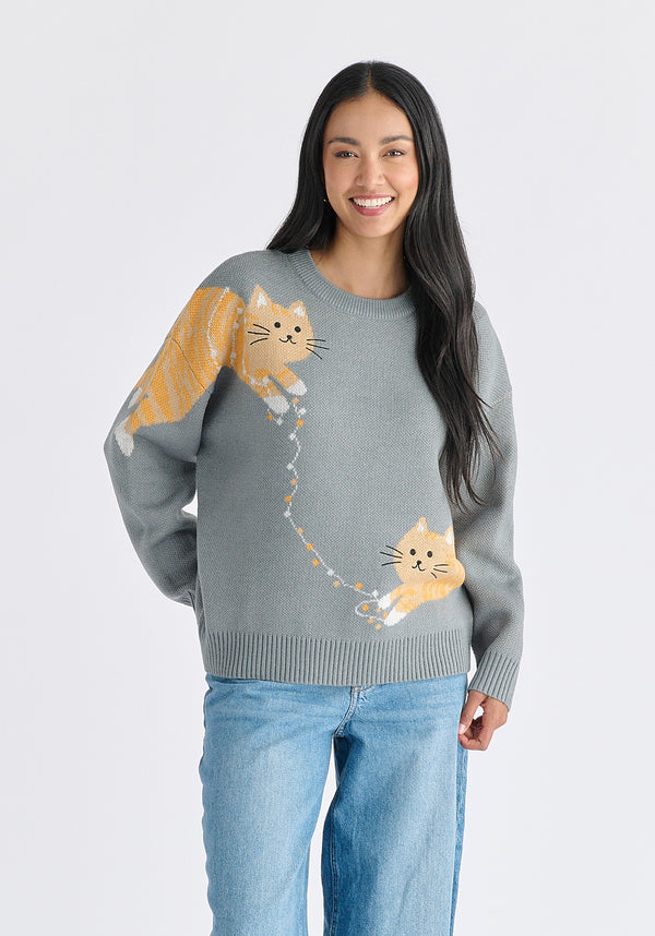 Paisie Christmas Jumper With Cat And Fairy Lights