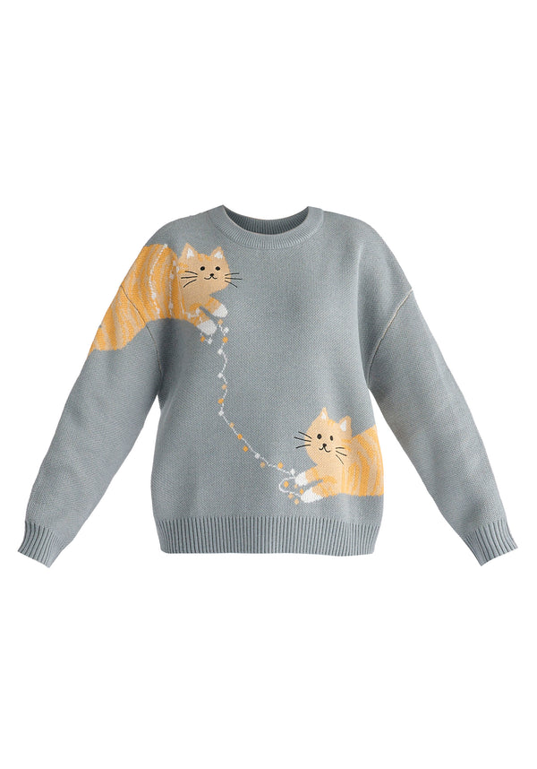 Paisie Christmas Jumper With Cat And Fairy Lights