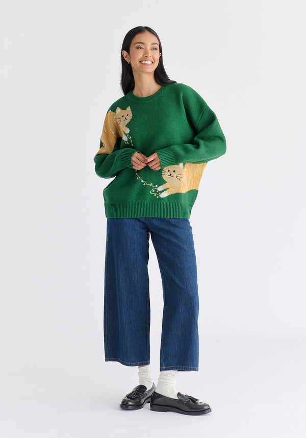 paisie Christmas Jumper with Cat and Fairy Lights