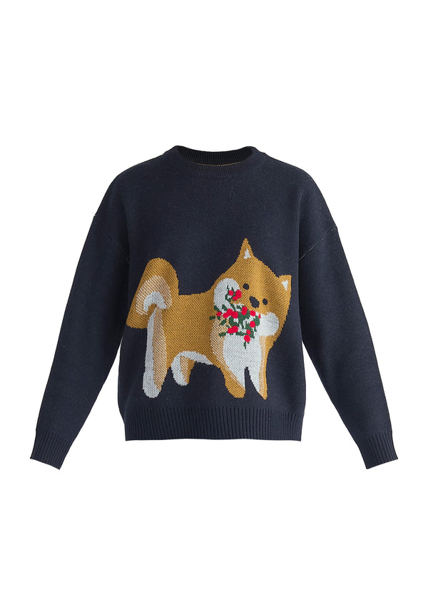 Paisie Christmas Jumper With Dog And Mistletoes