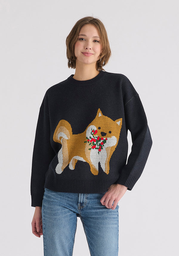 Paisie Christmas Jumper With Dog And Mistletoes