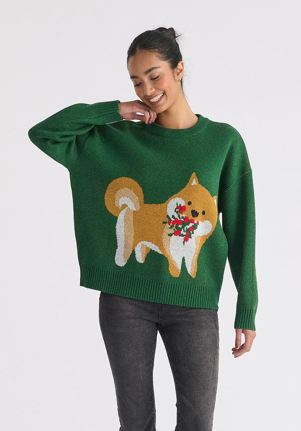 paisie Christmas Jumper with Dog and Mistletoes