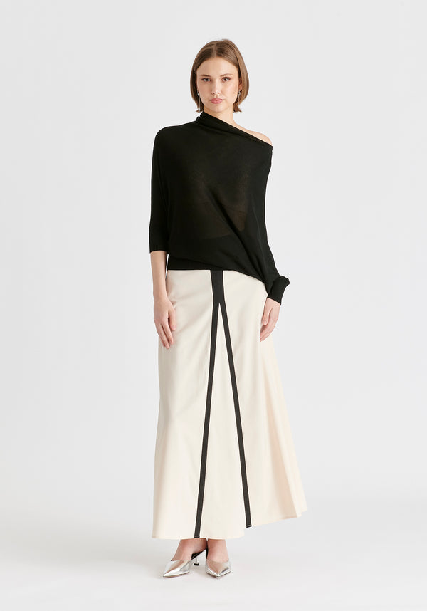 Paisie Contrast Trim Maxi Skirt
