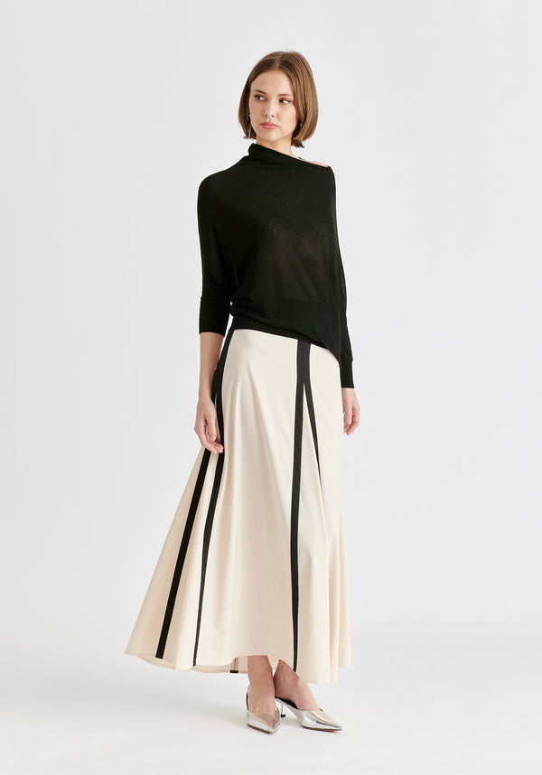 Paisie Contrast Trim Maxi Skirt