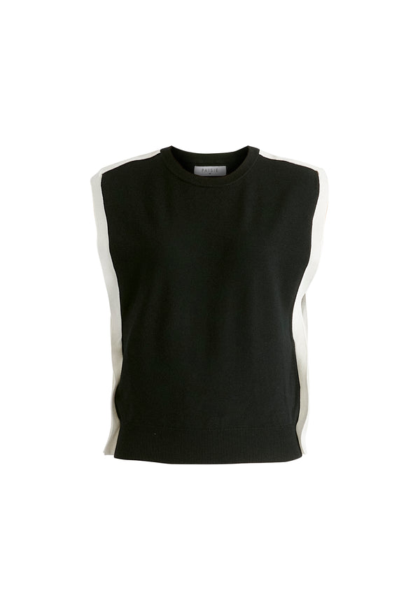 Paisie Contrast Trim Round Neck Knit Top