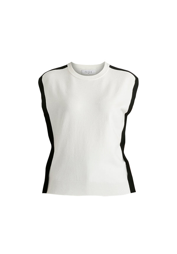 Paisie Contrast Trim Round Neck Knit Top
