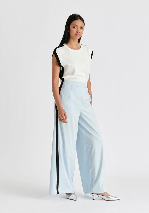 Paisie Contrast Trim Wide Leg Trousers