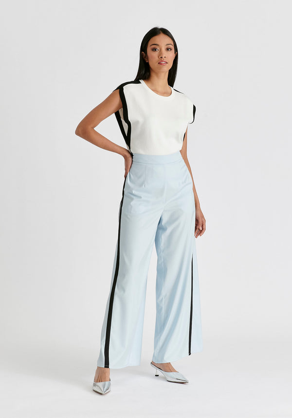 Paisie Contrast Trim Wide Leg Trousers