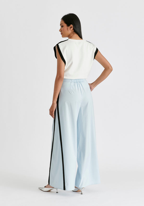 Paisie Contrast Trim Wide Leg Trousers