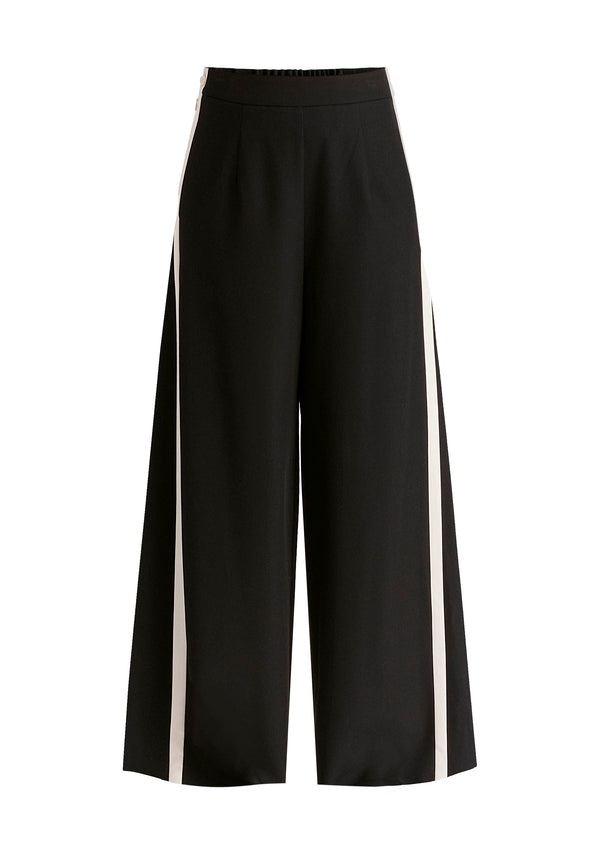 Paisie Contrast Trim Wide Leg Trousers