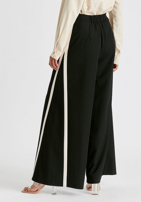 paisie Contrast Trim Wide Leg Trousers