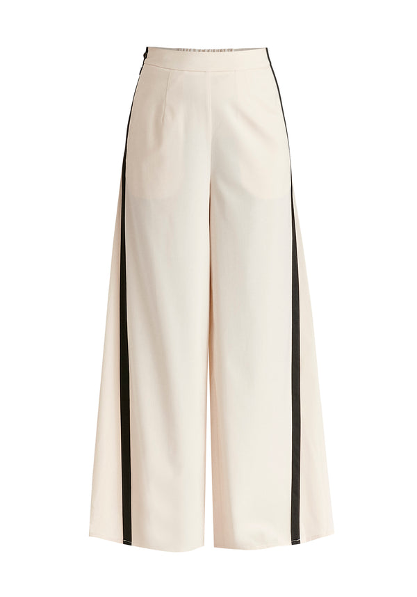 Paisie Contrast Trim Wide Leg Trousers