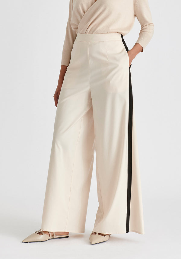 paisie Contrast Trim Wide Leg Trousers