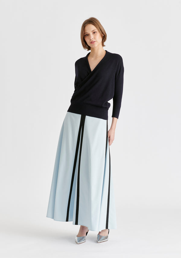 Paisie Cropped Sleeve Knit Wrap Top