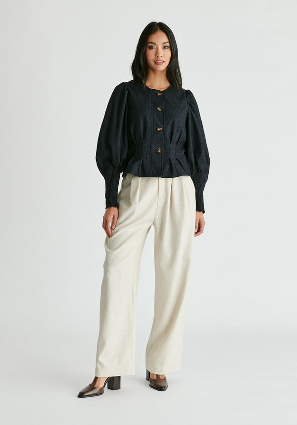 Paisie Denim Effect Jacket In Embossed Print