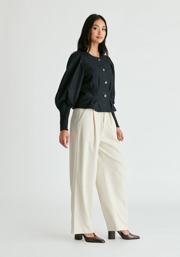 Paisie Denim Effect Jacket In Embossed Print