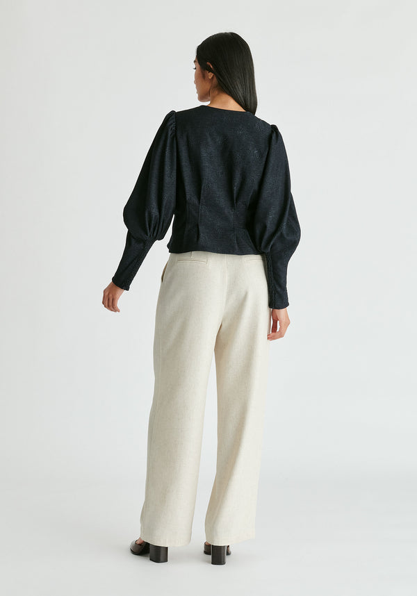 Paisie Denim Effect Jacket In Embossed Print